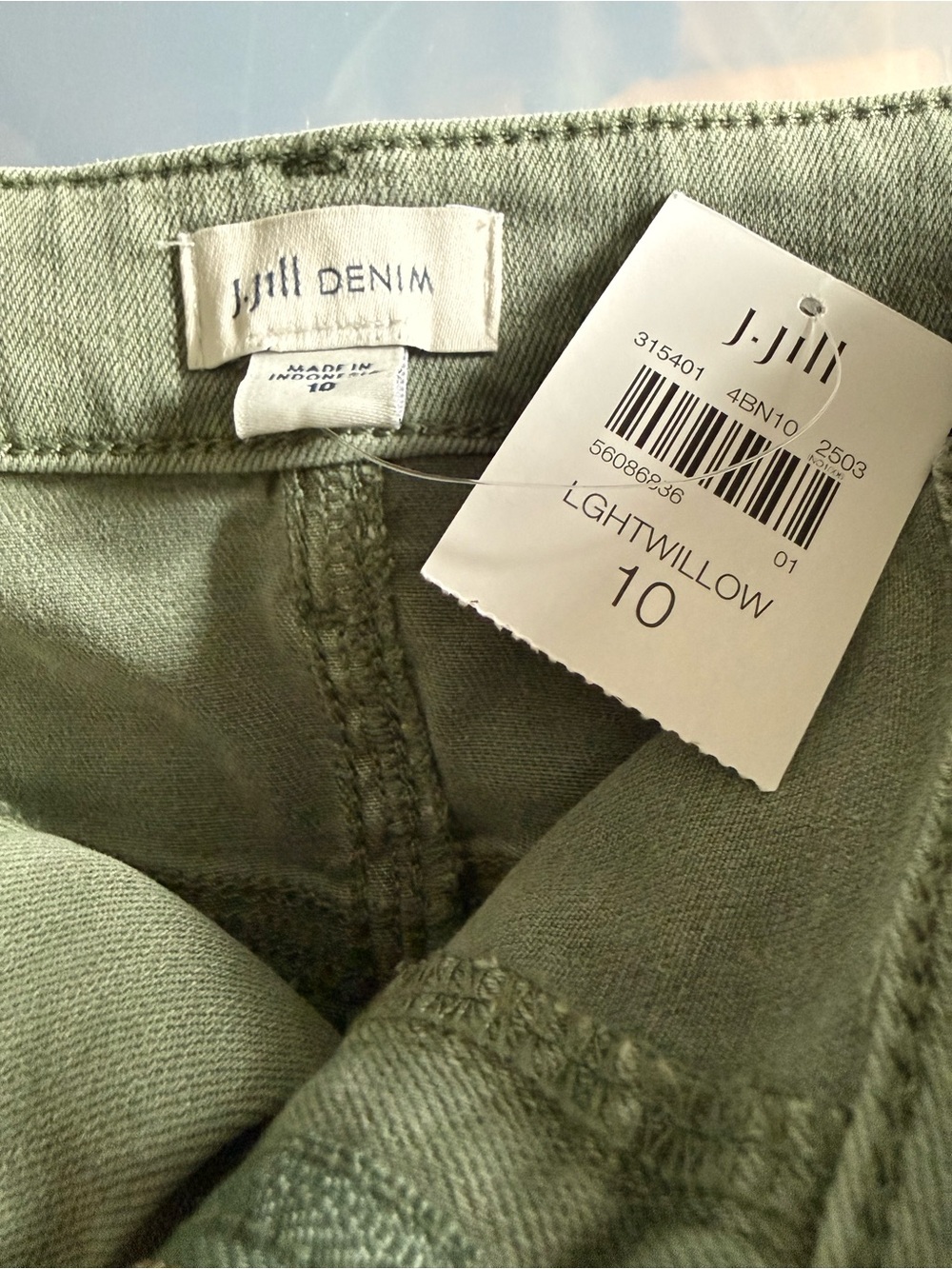 NWT J.Jill Set: Olive Stripe Sweater (21" P2P) Olive Utility Skirt (Sz 10) - Picture 13 of 16